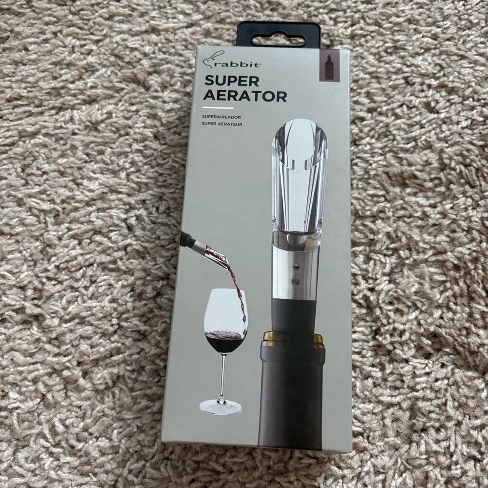 Rabbit Super Aerator and Wine Pourer - Silver and Black